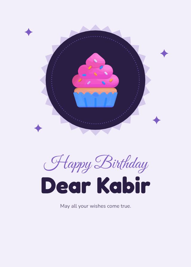 Lilac Kabir Birthday Wishes Card — editable birthday template