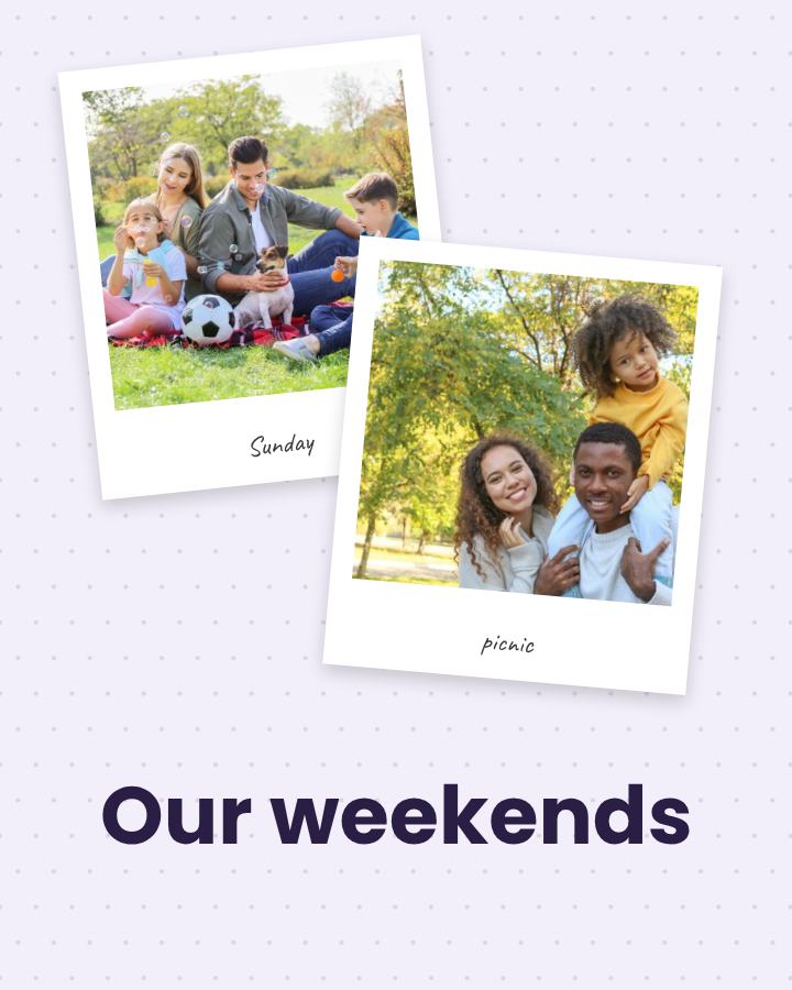 Lilac Our weekends 2 Polaroid Album Page — editable photo collage template