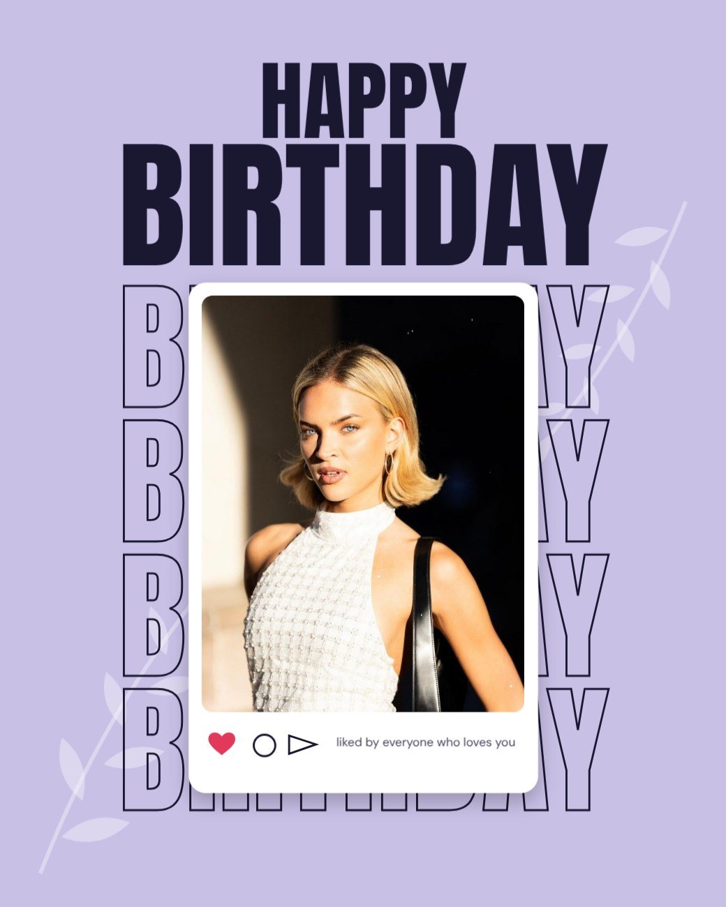 Lilac Outline Repeat Birthday Photo Post — editable birthday template