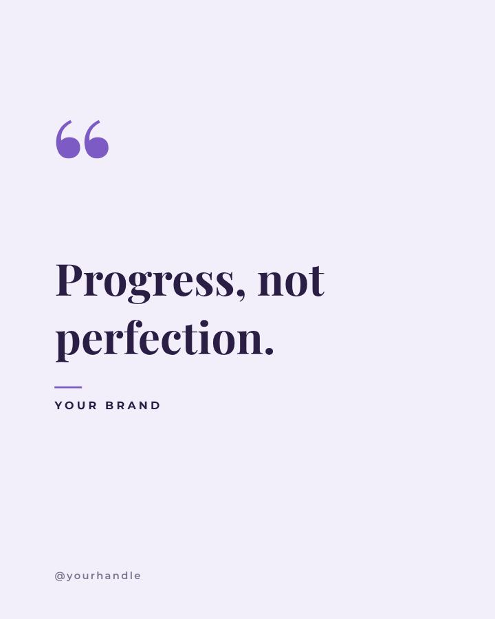 Lilac Progress, not perfection. Quote Post — editable social media template