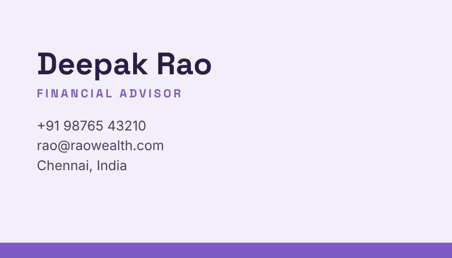 Lilac Rao Wealth Minimal Business Card — editable business template