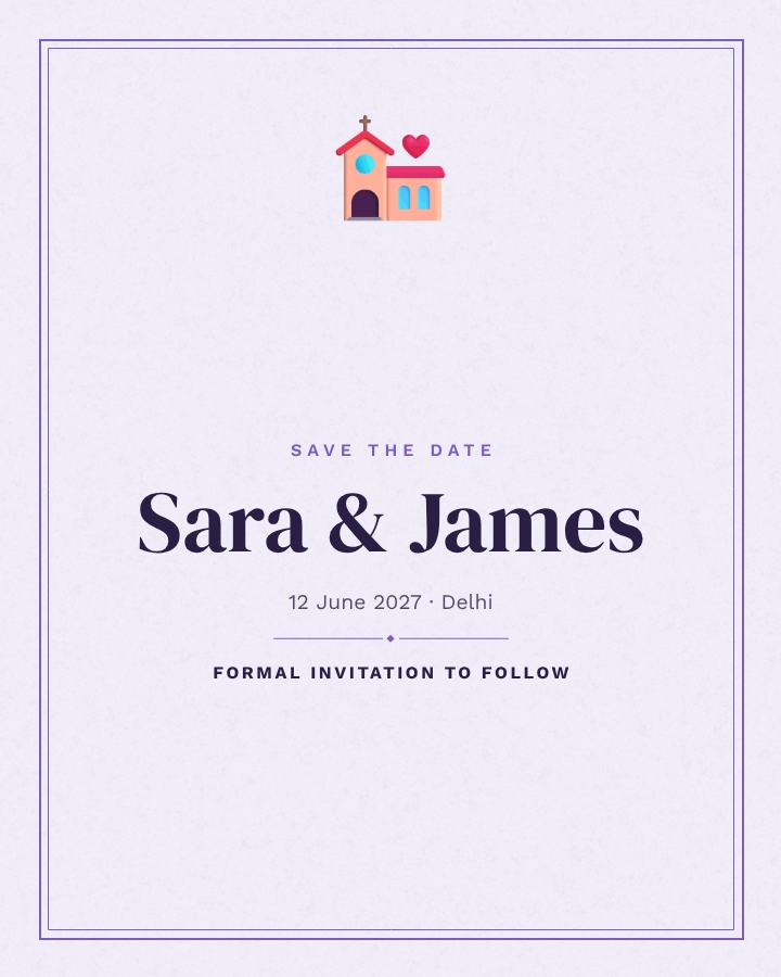 Lilac Sara and James Save the Date — editable wedding template