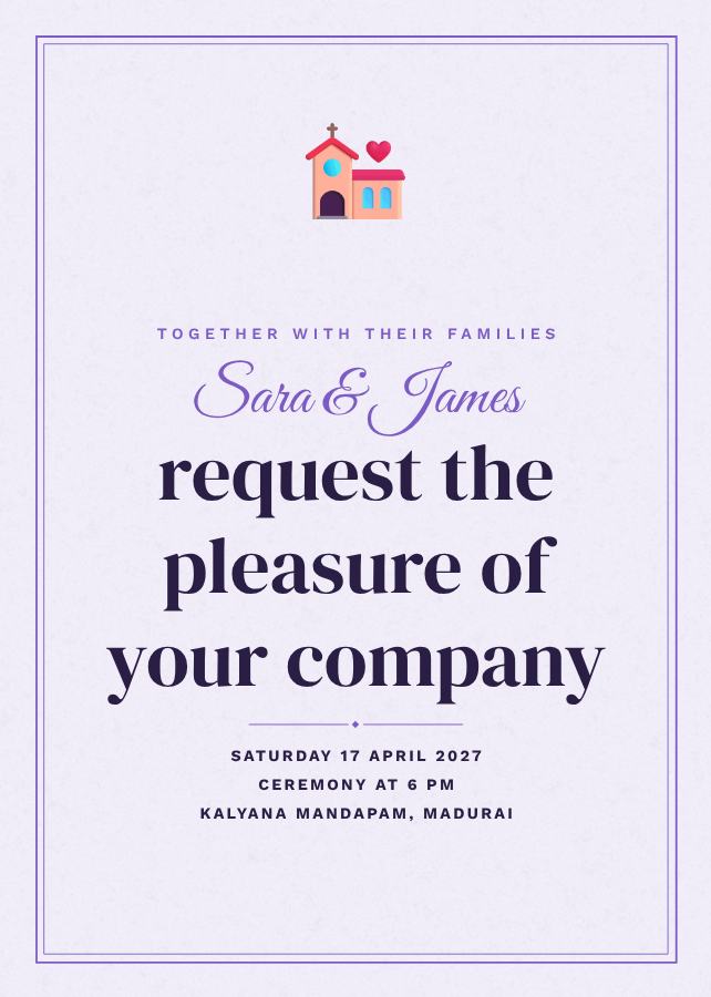 Lilac Sara and James Wedding Invitation — editable wedding template