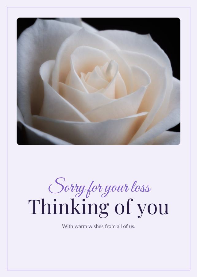 Lilac Sorry for your loss thinking of you Card I — editable cards template