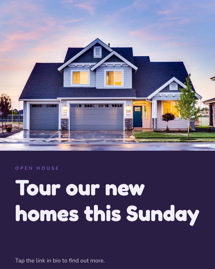 Lilac Tour our new homes this Sunday Announcement Post — editable social media template