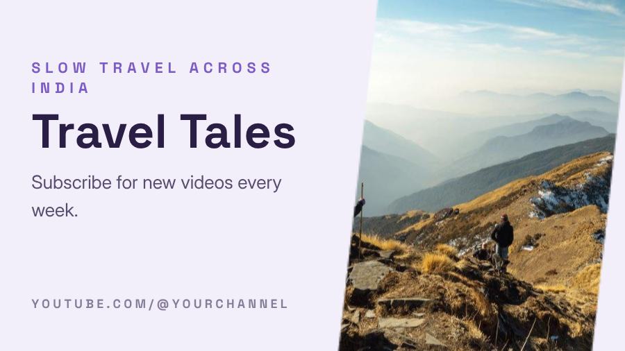 Lilac Travel Tales YouTube Channel Banner — editable social media template