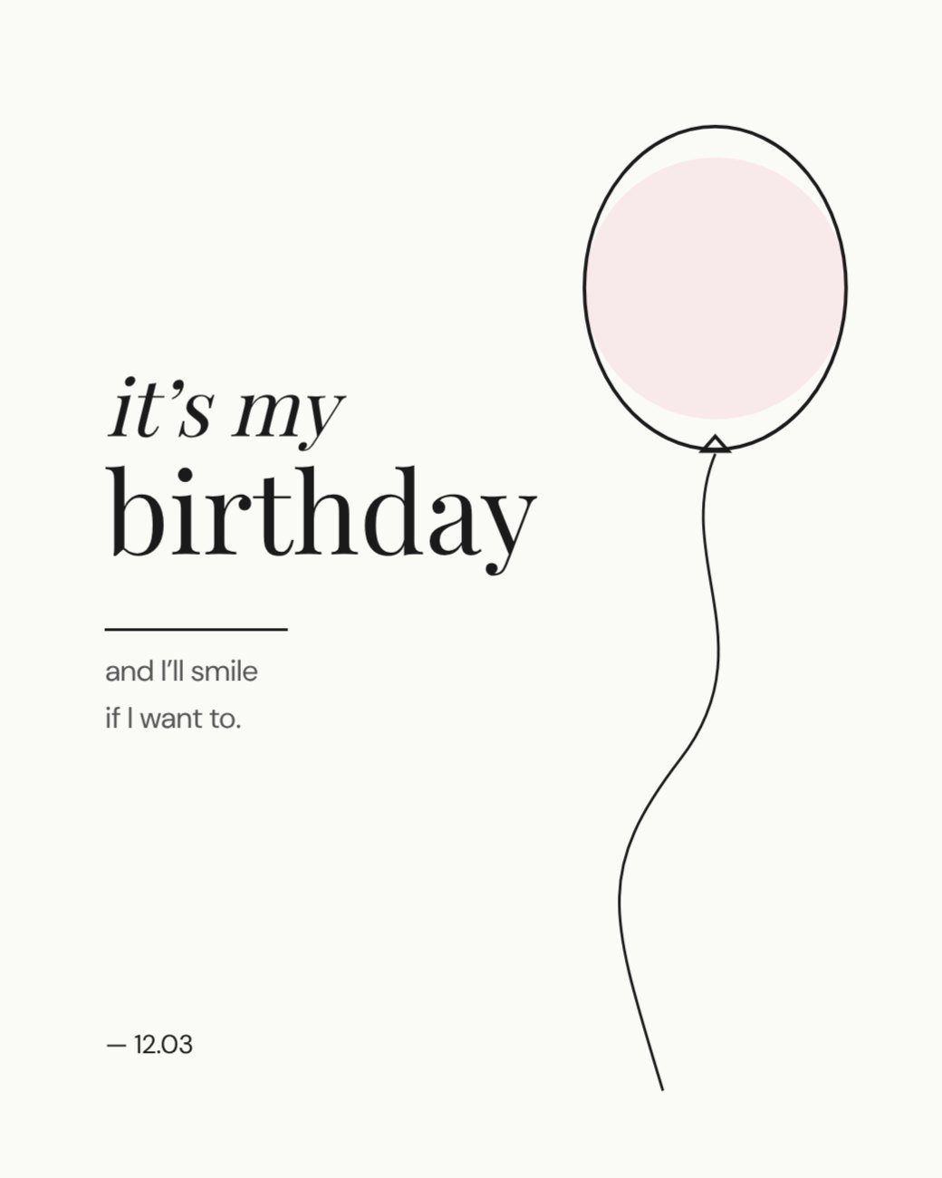 Line Art Balloon Minimal Birthday — editable birthday template