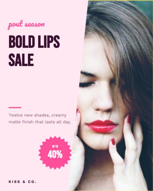 Lipstick Split Sale Ad — free salon flyer template
