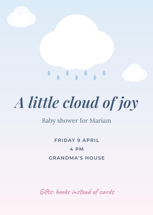 Little Cloud Baby Shower Invitation