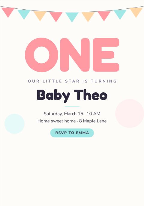 Little One First Birthday template
