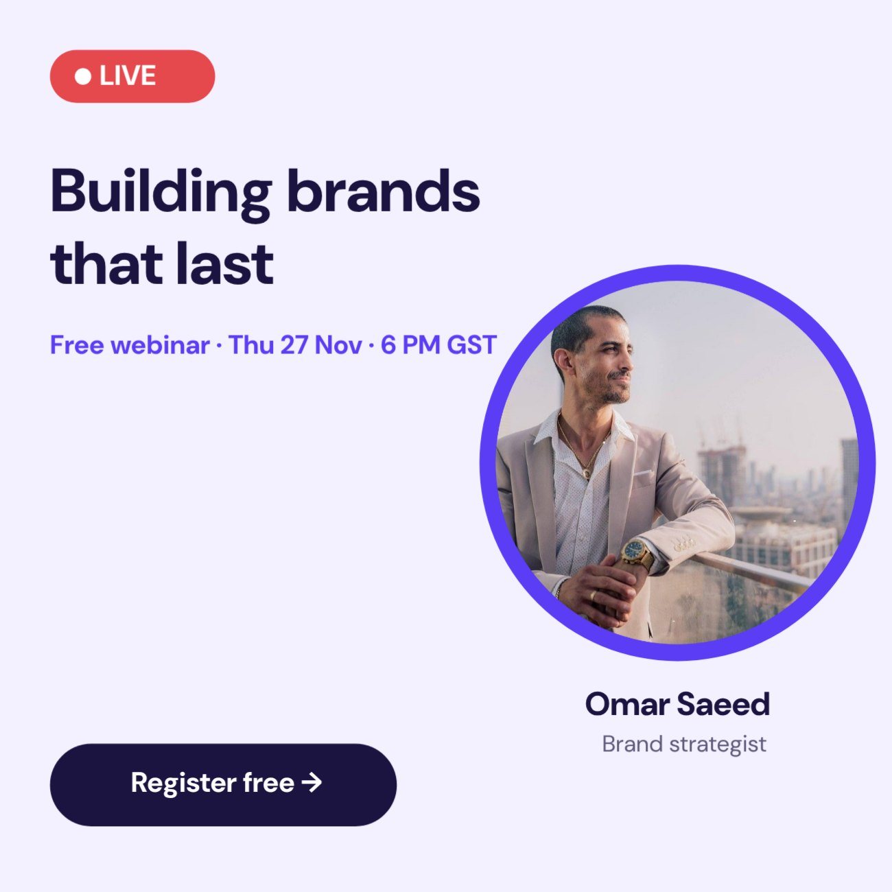 Live Webinar Speaker Announcement Post — editable events template