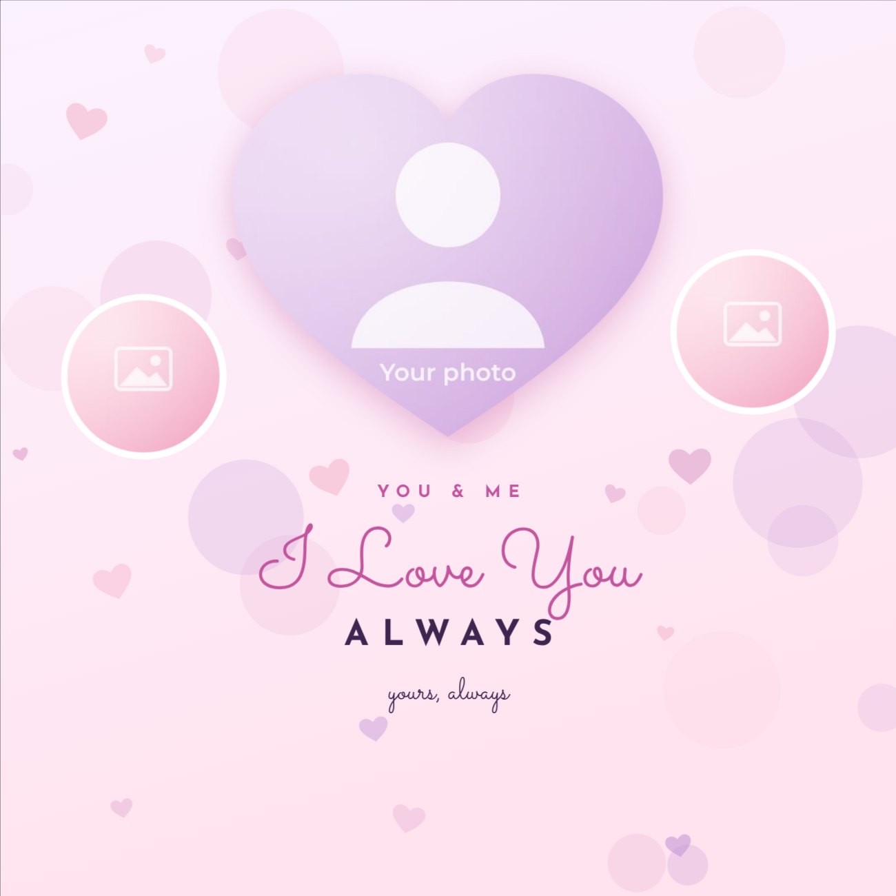 Lovers Pastel Heart Photo Square Post — editable love & family template