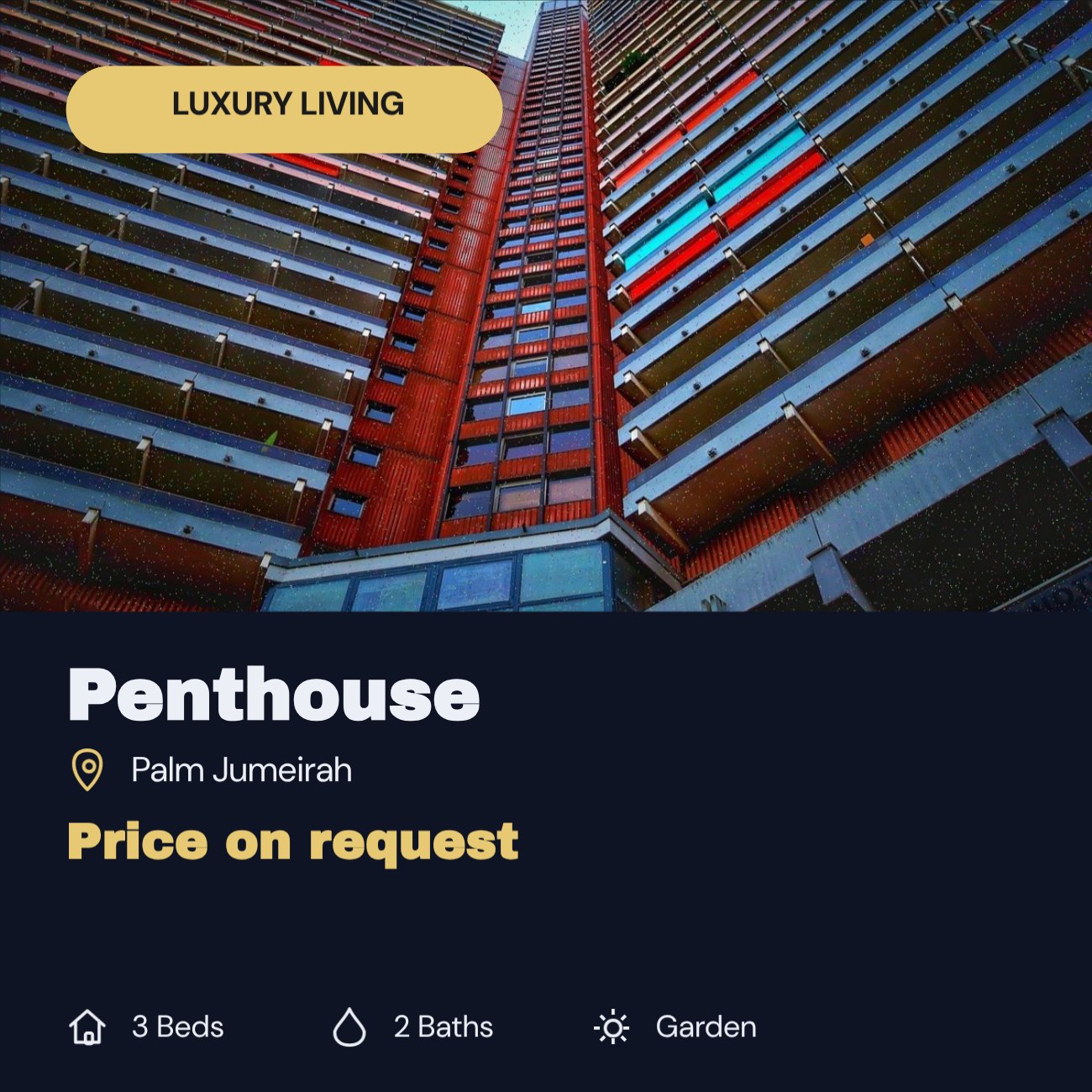 Luxury Living Penthouse Real Estate Post — editable marketing template