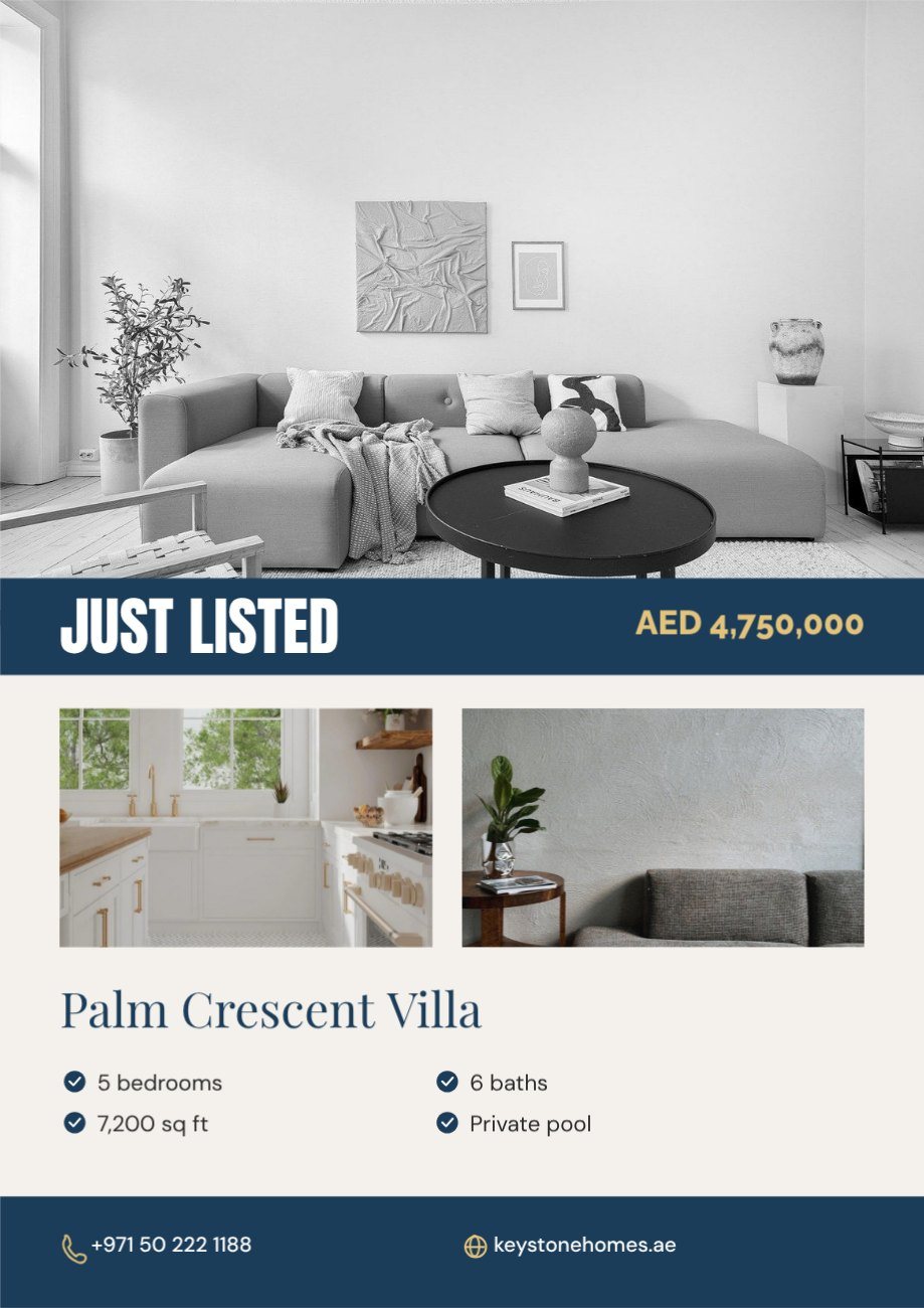 Luxury Villa Just Listed Real Estate Flyer — editable business template