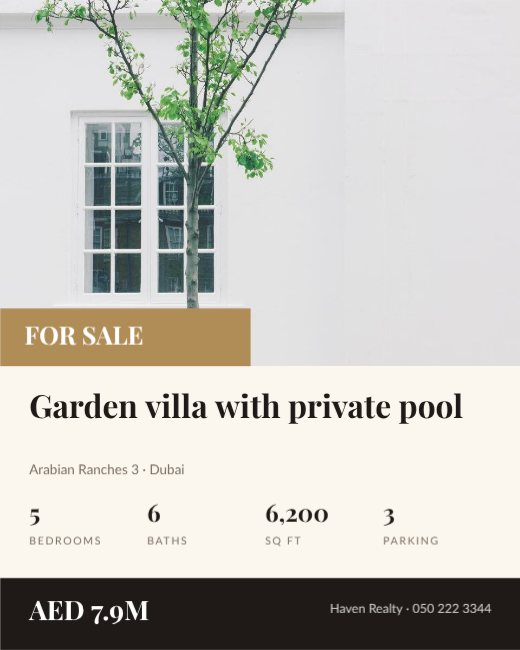 Luxury Villa Listing Post — free real estate design template