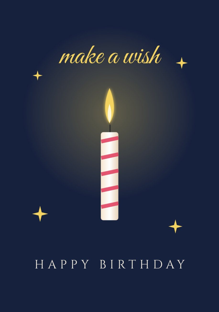 Make A Wish Candle Birthday Card — editable birthday template