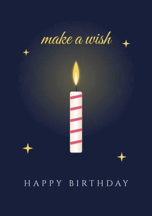 Make A Wish Candle Birthday Card template