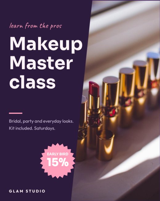 Makeup Masterclass Split Ad — free salon flyer template