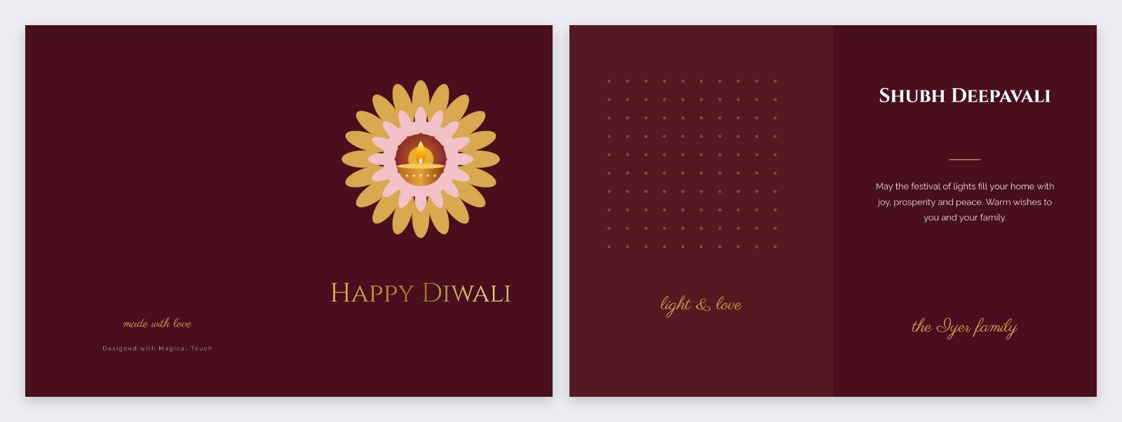 Mandala Diwali Folded Card — editable cards template
