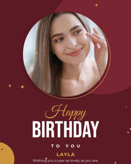 Maroon Gold Birthday Post