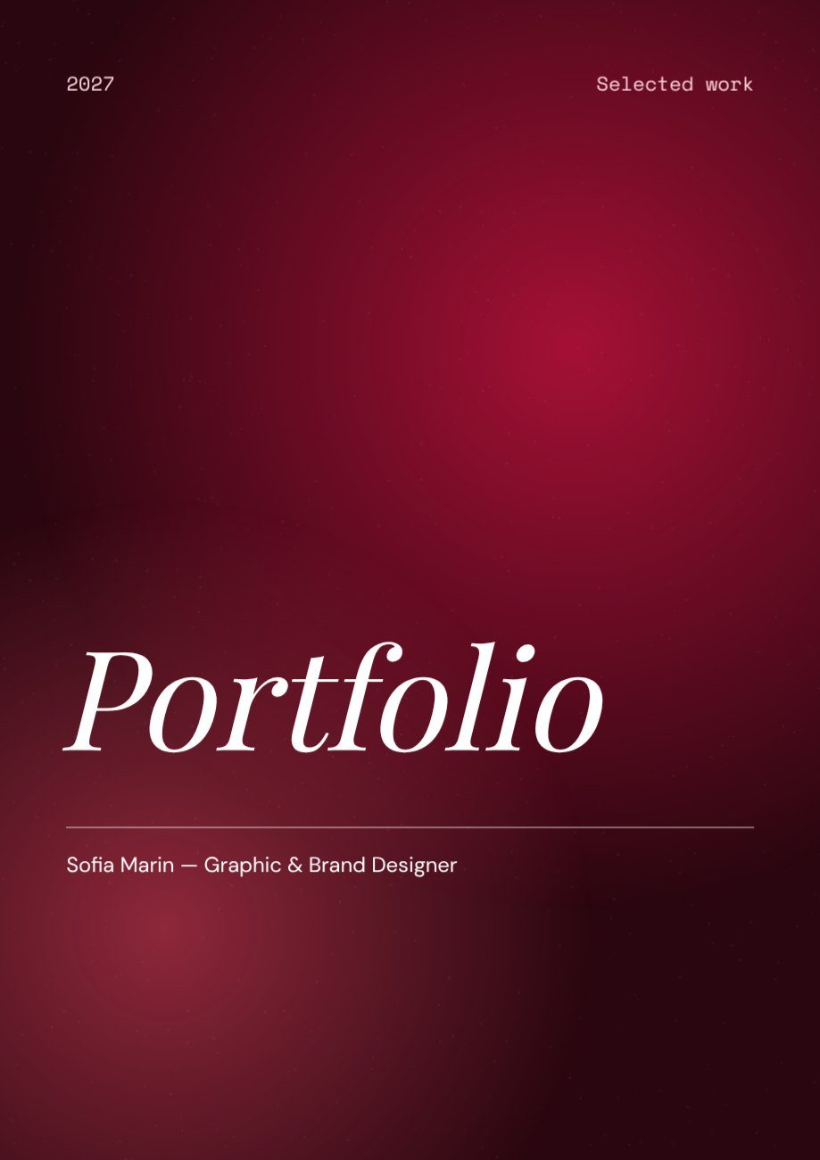 Maroon Gradient Portfolio Cover — editable business template