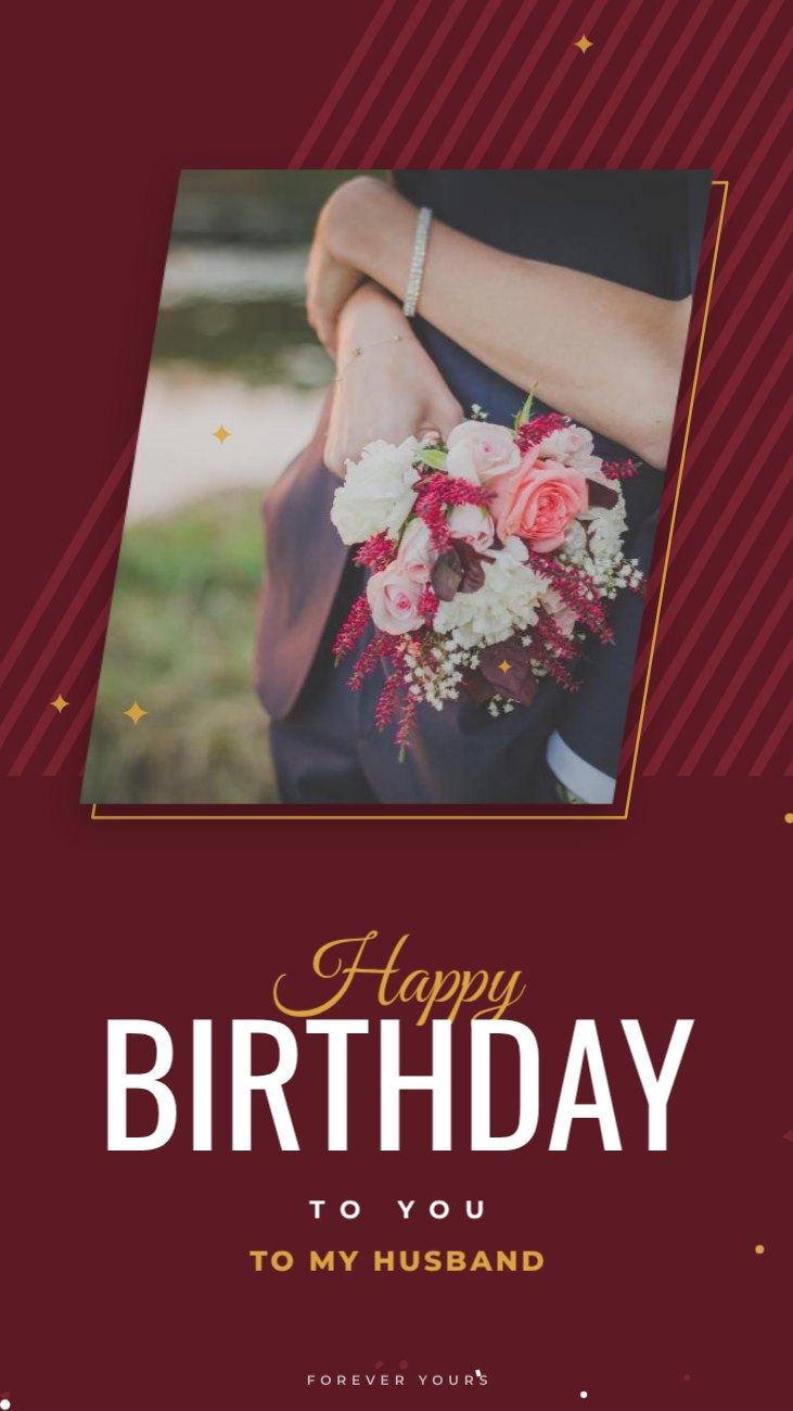 Maroon Slant Husband Birthday Story — editable birthday template