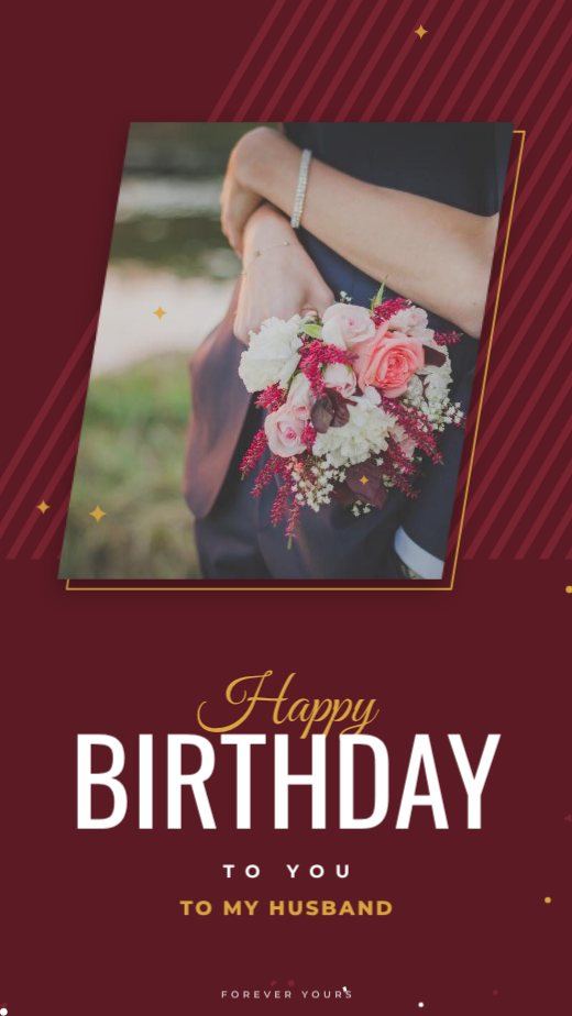 Maroon Slant Husband Birthday Story — free Instagram story template