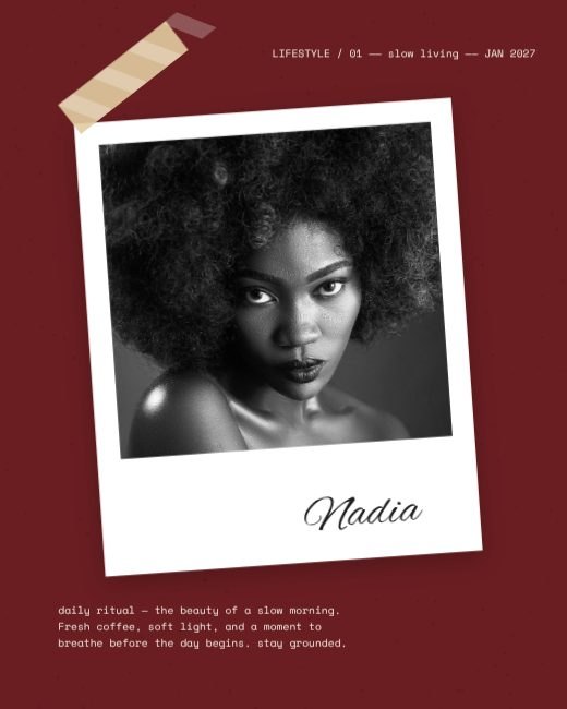 Maroon Slow Living Polaroid Post template