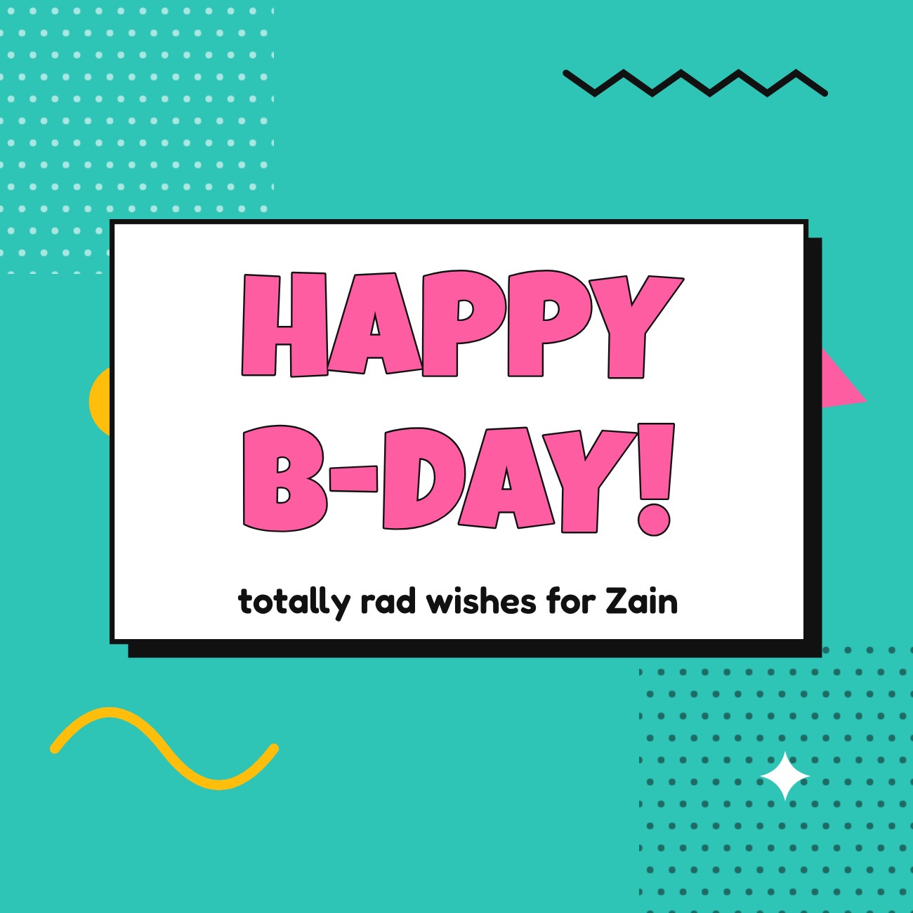 Memphis Teal B-Day Post — editable birthday template