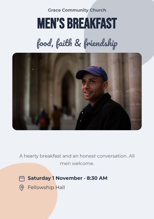 Men’s Breakfast Church Poster template