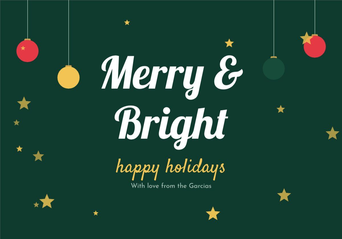 Merry and Bright Holiday Card — editable cards template