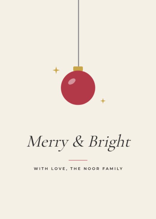 Merry & Bright Minimal Christmas Card — free Christmas design template