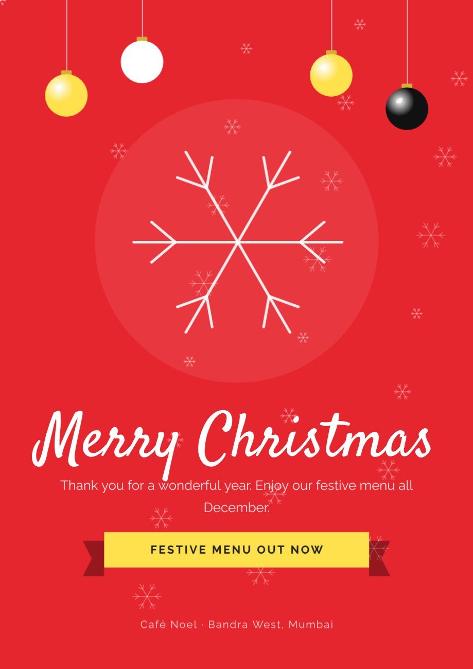 Merry Christmas Red Poster — editable festivals template