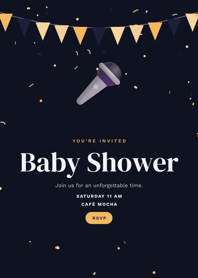 Midnight Baby Shower Card — editable events template