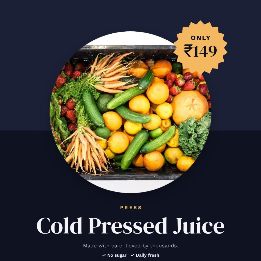 Midnight Cold Pressed Juice Product Ad — editable marketing template