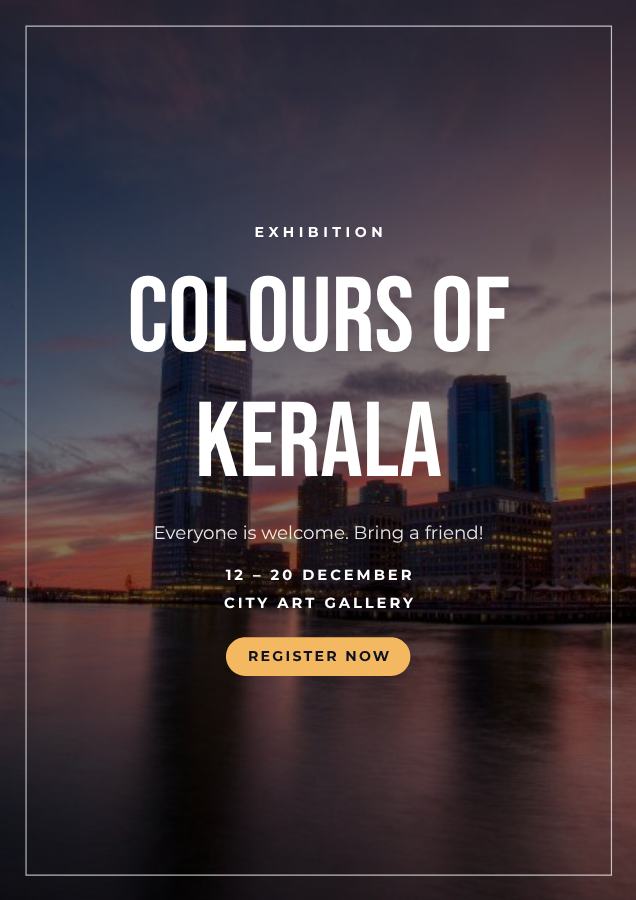 Midnight Colours of Kerala Poster — editable marketing template