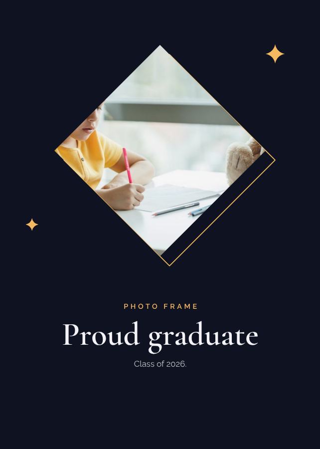 Midnight Diamond Frame Proud graduate — editable photo collage template