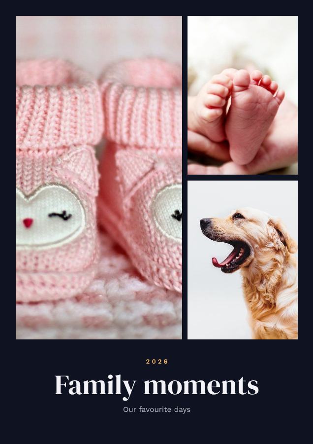 Midnight Family moments 3 Photo Collage — editable photo collage template