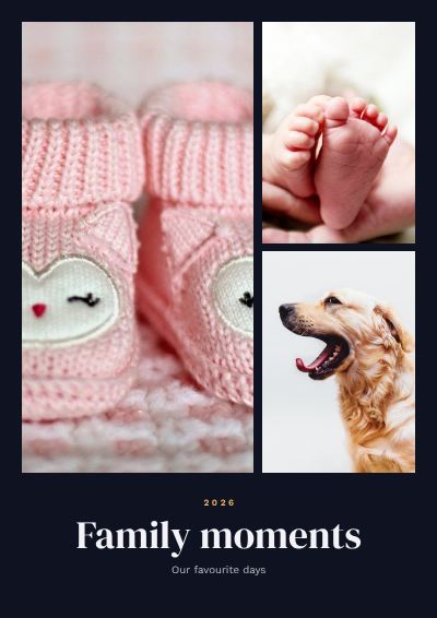 Midnight Family moments 3 Photo Collage template