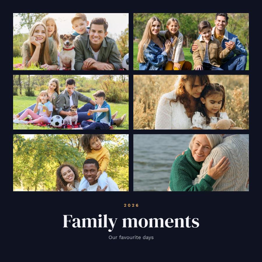 Midnight Family moments 6 Photo Collage — editable photo collage template