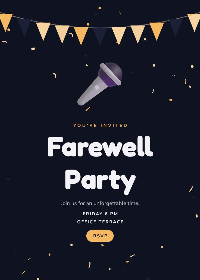 Midnight Farewell Party Card — editable events template