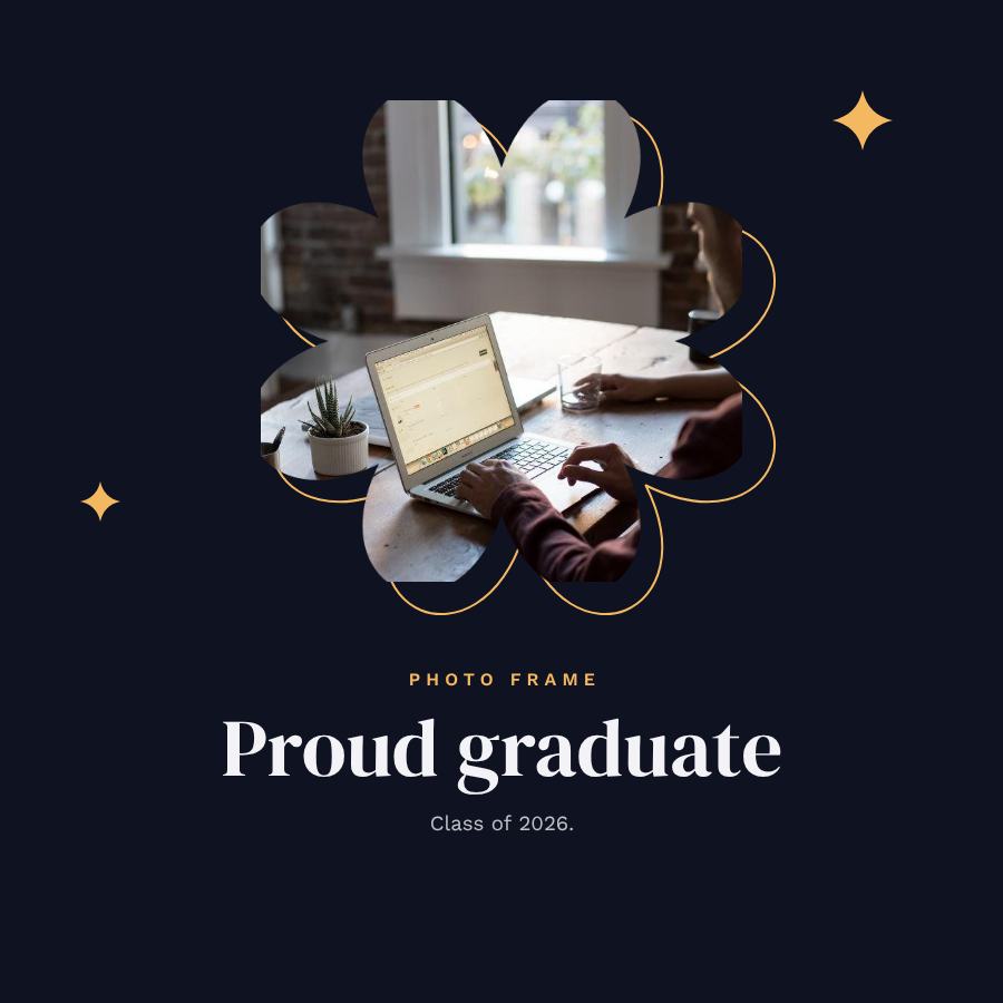 Midnight Flower Frame Proud graduate — editable photo collage template
