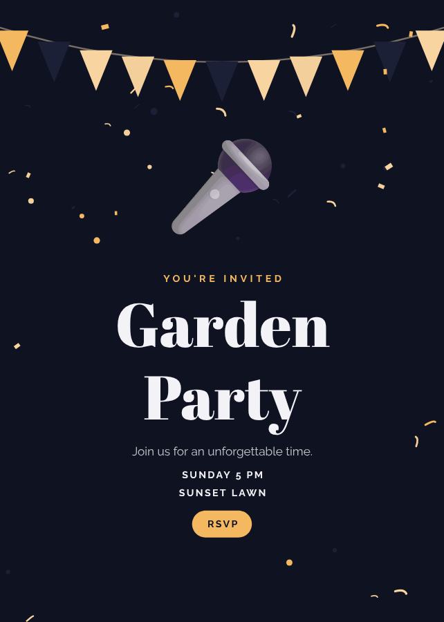 Midnight Garden Party Card — editable events template