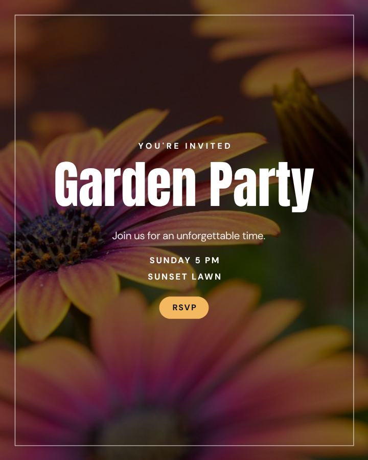 Midnight Garden Party Post — editable events template