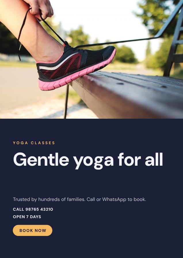 Midnight Gentle yoga for all Yoga classes Flyer Simple — editable business template