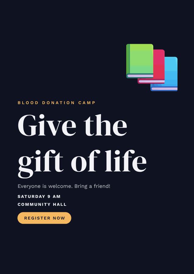 Midnight Give the gift of life Poster — editable marketing template