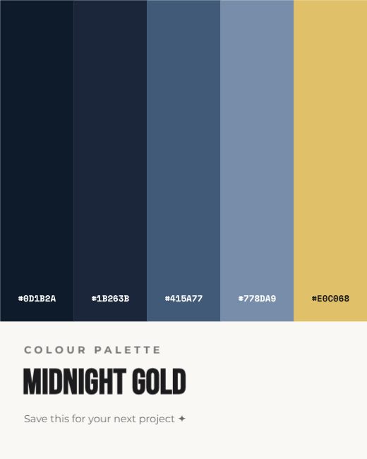 Midnight Gold Colour Palette Post template