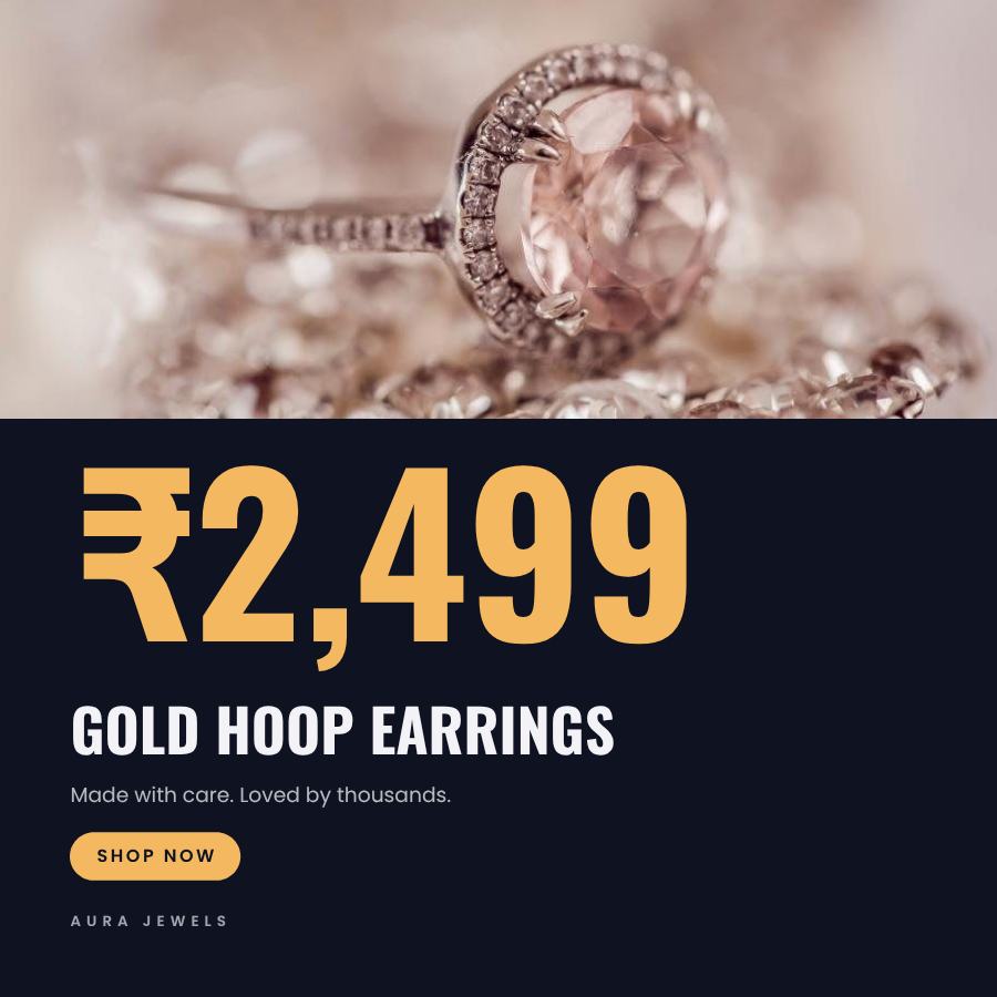 Midnight Gold Hoop Earrings Product Ad — editable marketing template