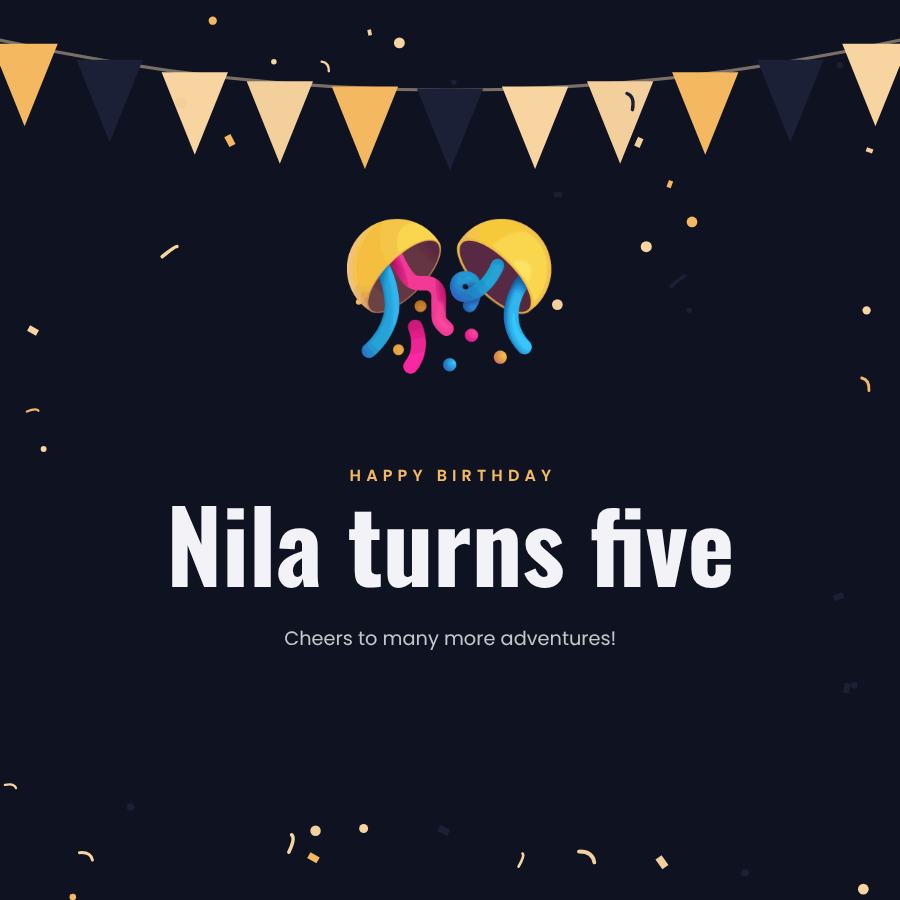Midnight Happy Five Nila Birthday Post — editable birthday template