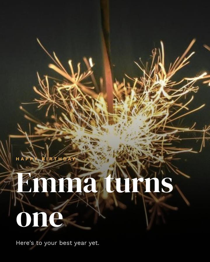 Midnight Happy One Emma Birthday Post — editable birthday template